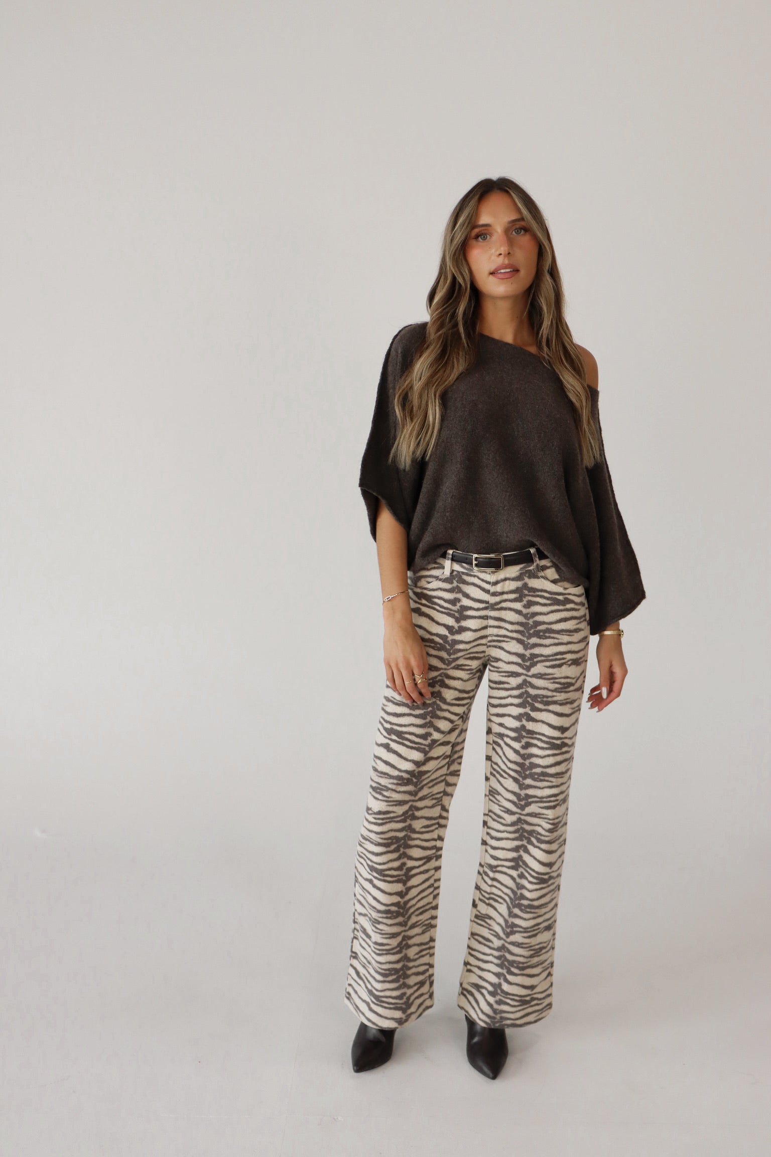 Tiger Print Barrel Jean