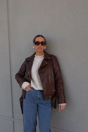 Brown Pleather Moto Jacket