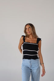 Marnie Side Tie Top in Black