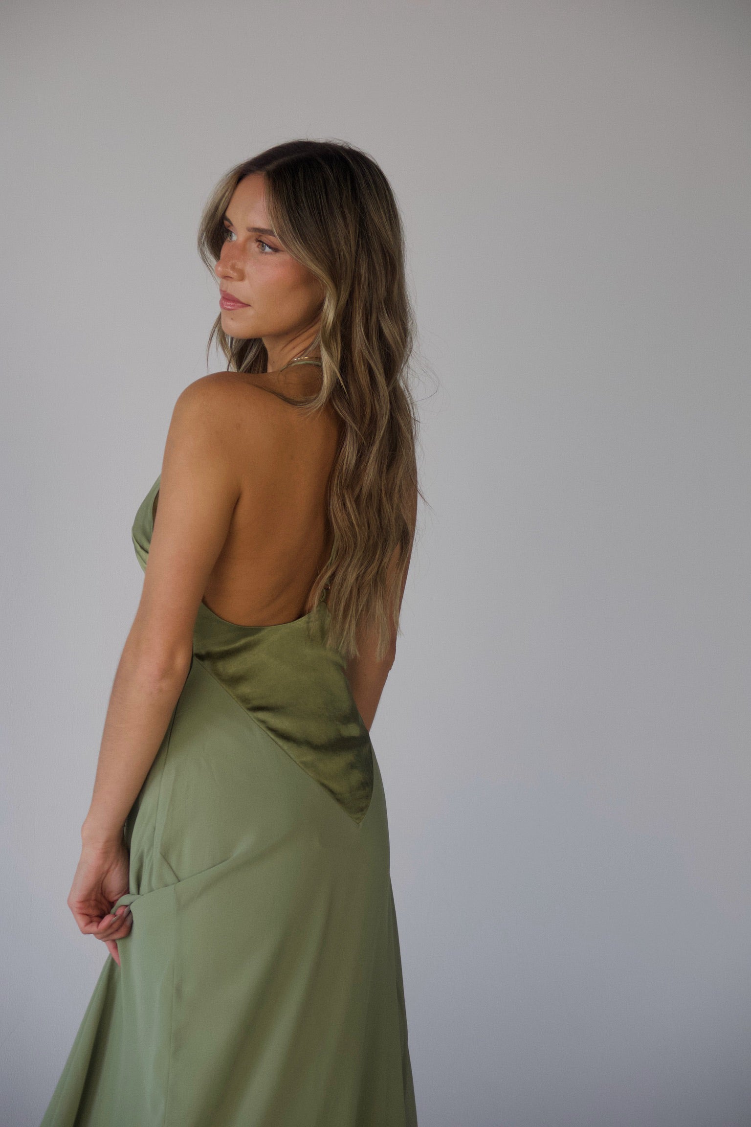Giada Contrast Maxi Dress in Olive