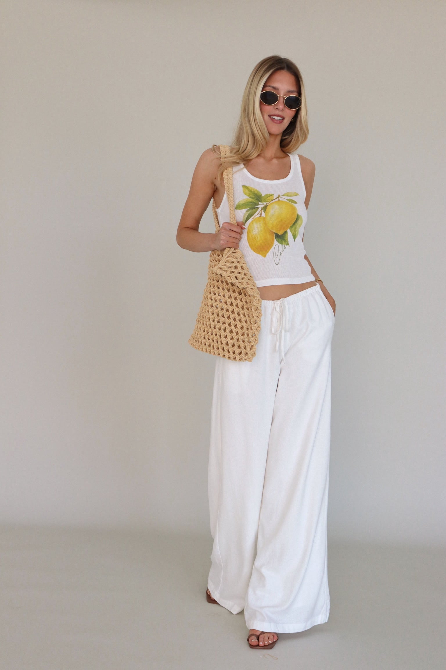 Fresh Lemoncello Rib Tank In White