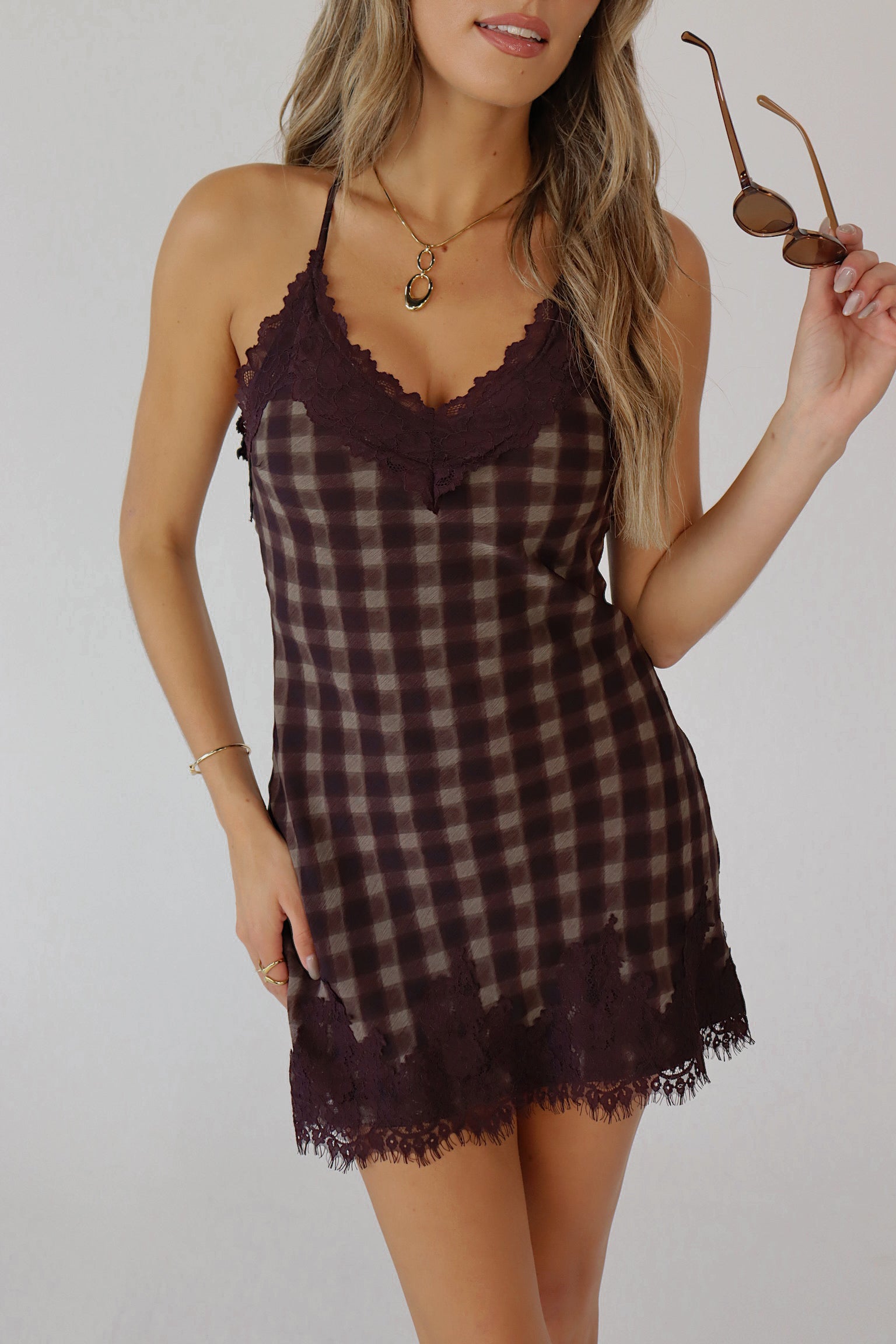 Monika Plaid Slip Dress