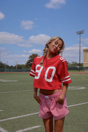 Zip-Up Cropped Nebraska Jersey In Red