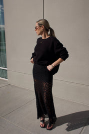 Esme Black Lace Maxi Skirt