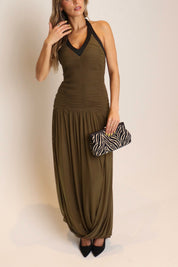 Brynn Ruched Halter Maxi Dress