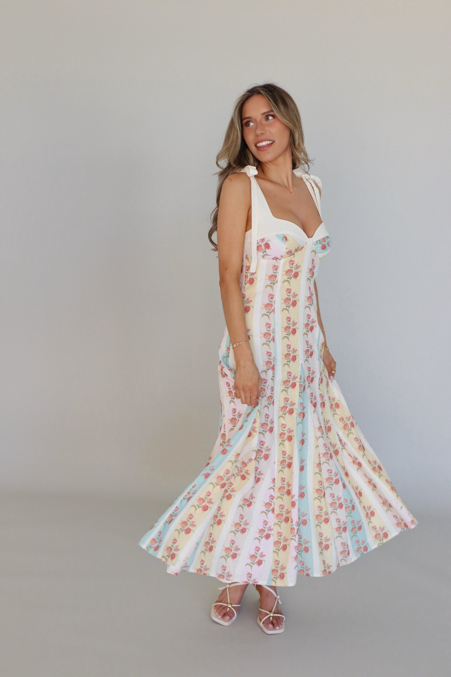 Piper linen Floral Midi Dress