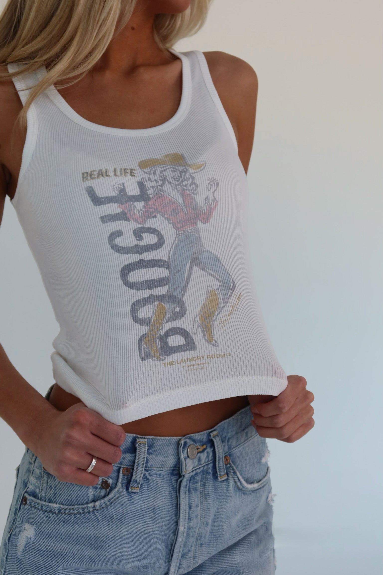 RESTOCKED :Real Life Boogie Rib Tank In White