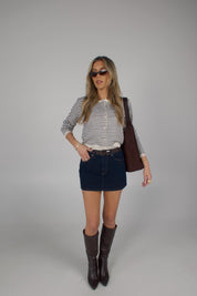 Jamison Denim Mini Skirt In Dark Wash