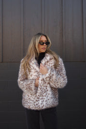 Snow Leopard Faux Fur Jacket