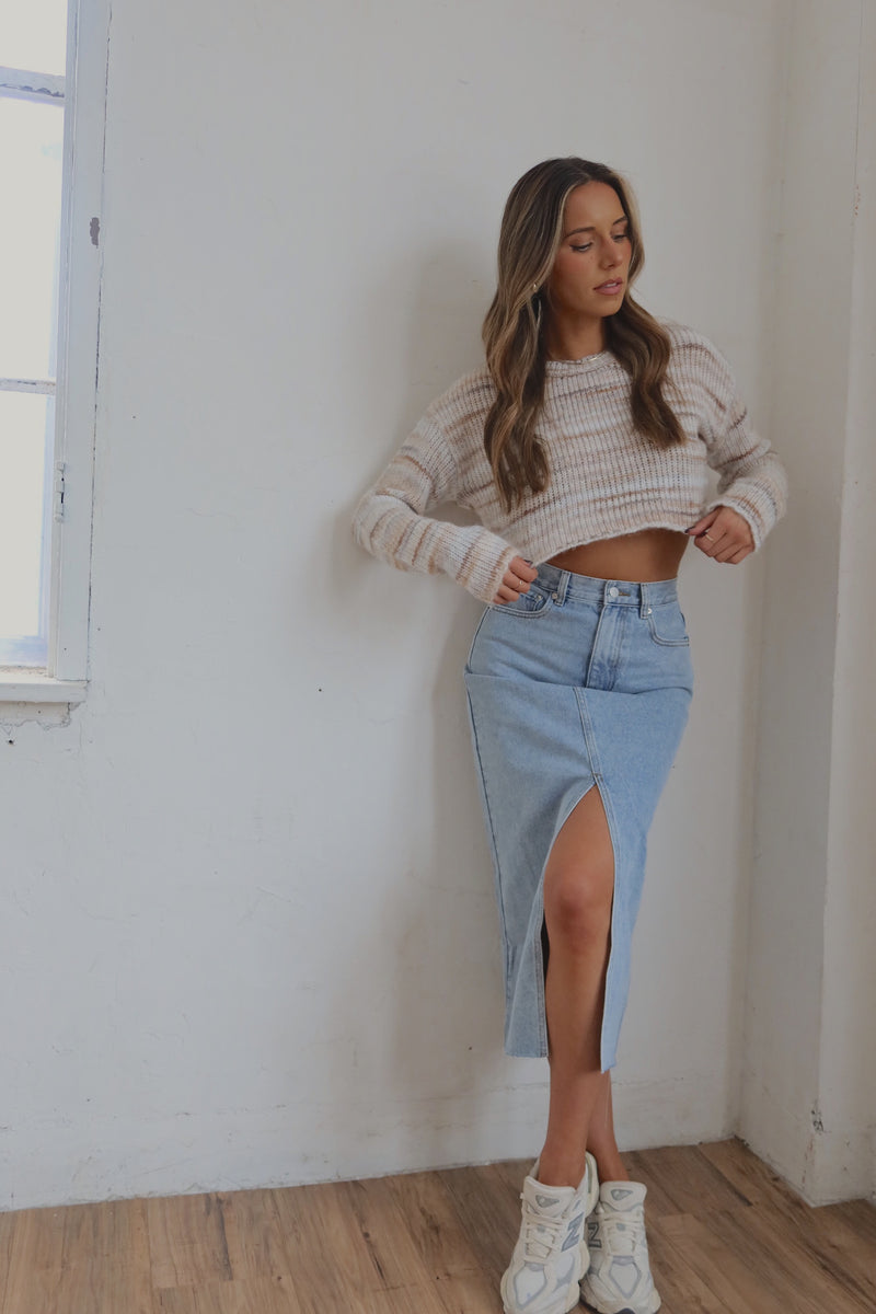 Mandie Cropped Sweater in Ivory
