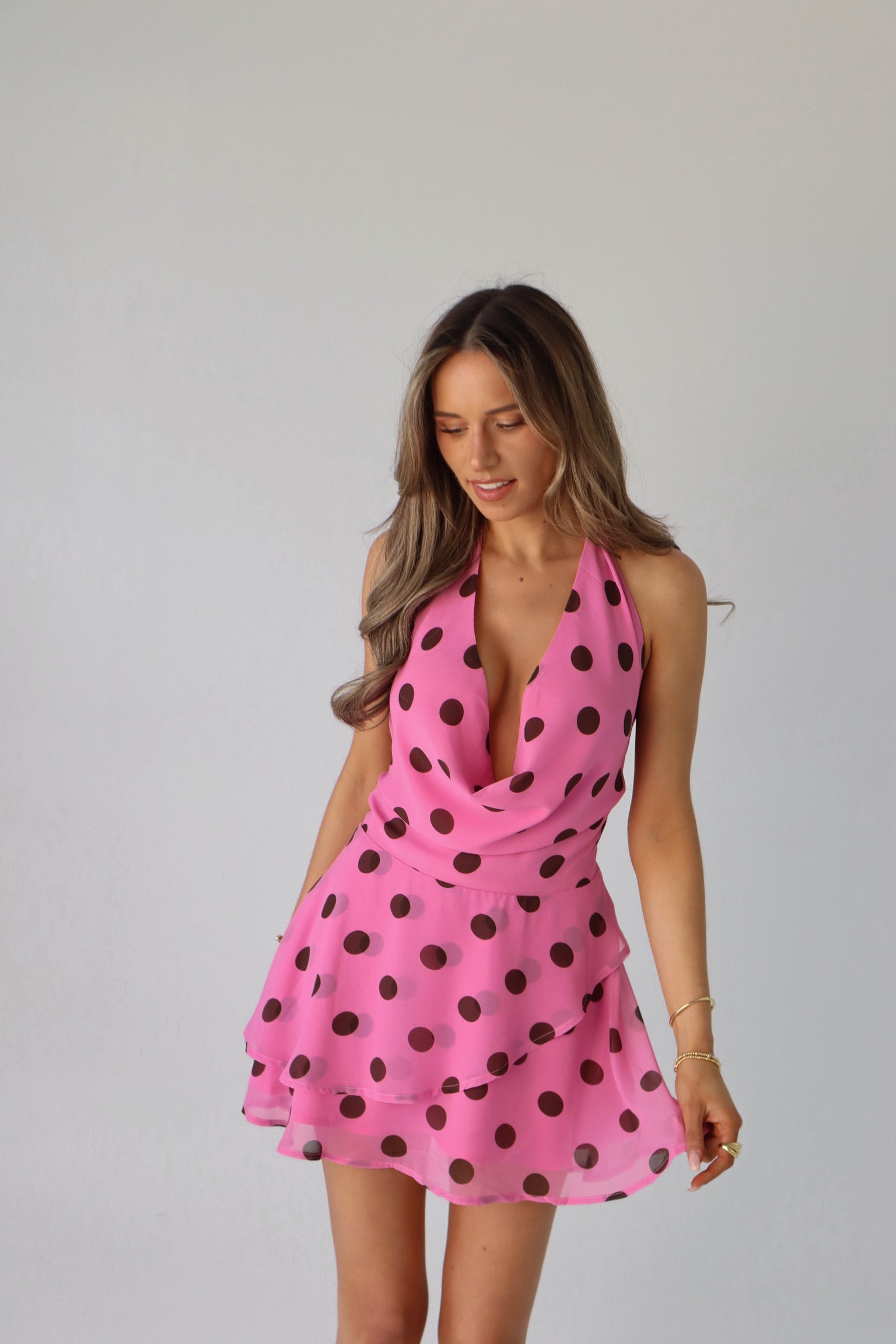 Imali Halter Cowl Mini Dress