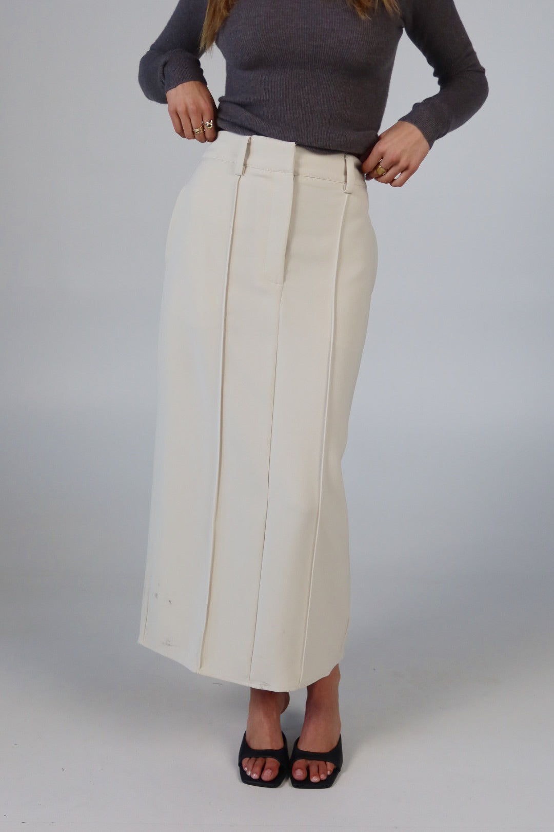 Tailored Maxi Skirt in Beige