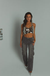 Black Vintage Wash Cargo Jean