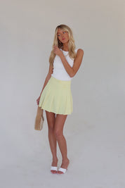 Lemon Pleated Mini Skirt