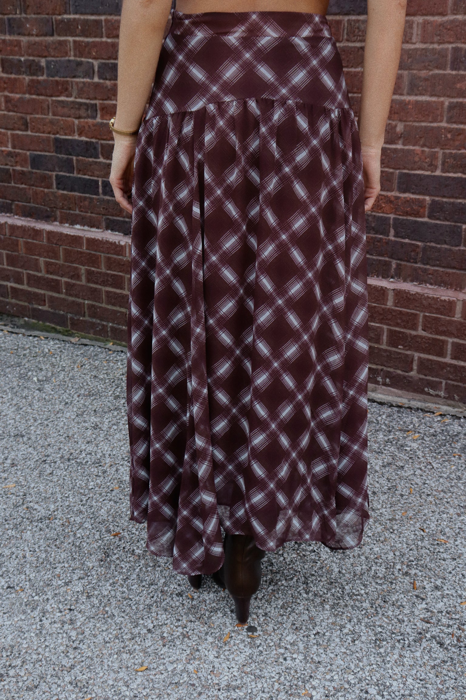 Presley Plaid Chiffon Maxi Skirt