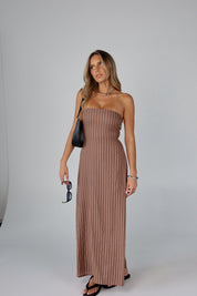 Maranda Strapless Linen Blend Maxi Dress