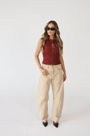 Jovie Burgundy Denim Top