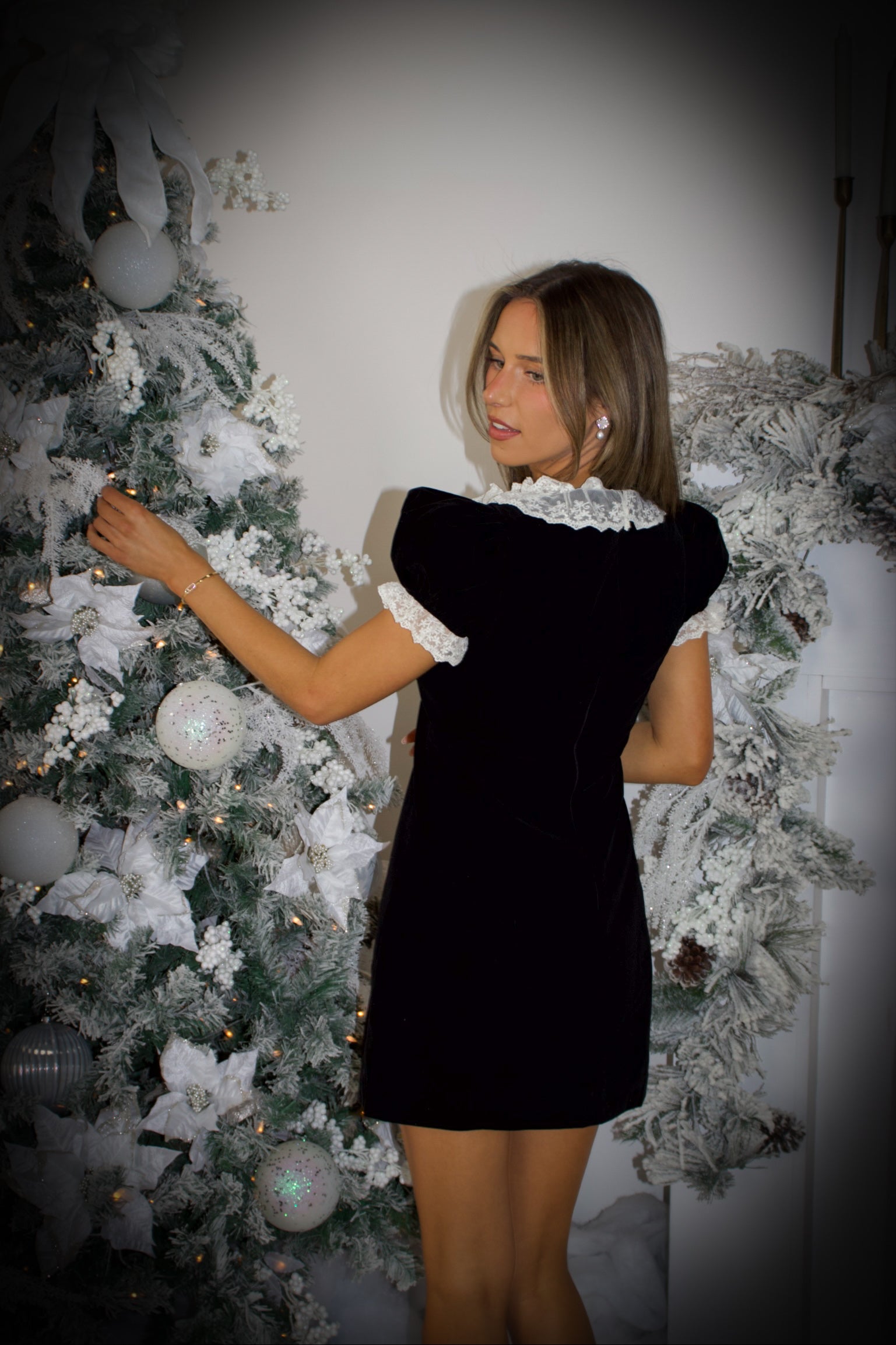 Clara Black Velvet Mini Dress