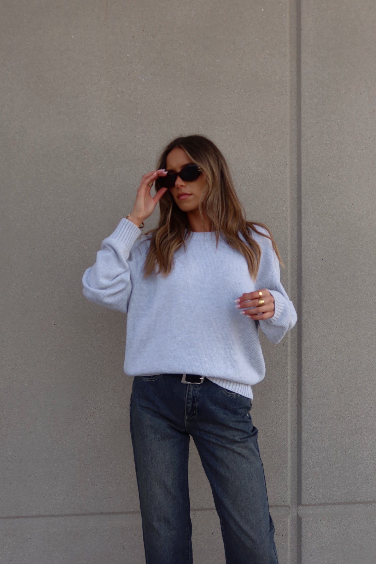 Lenny Grey Cotton Relaxed Sweater