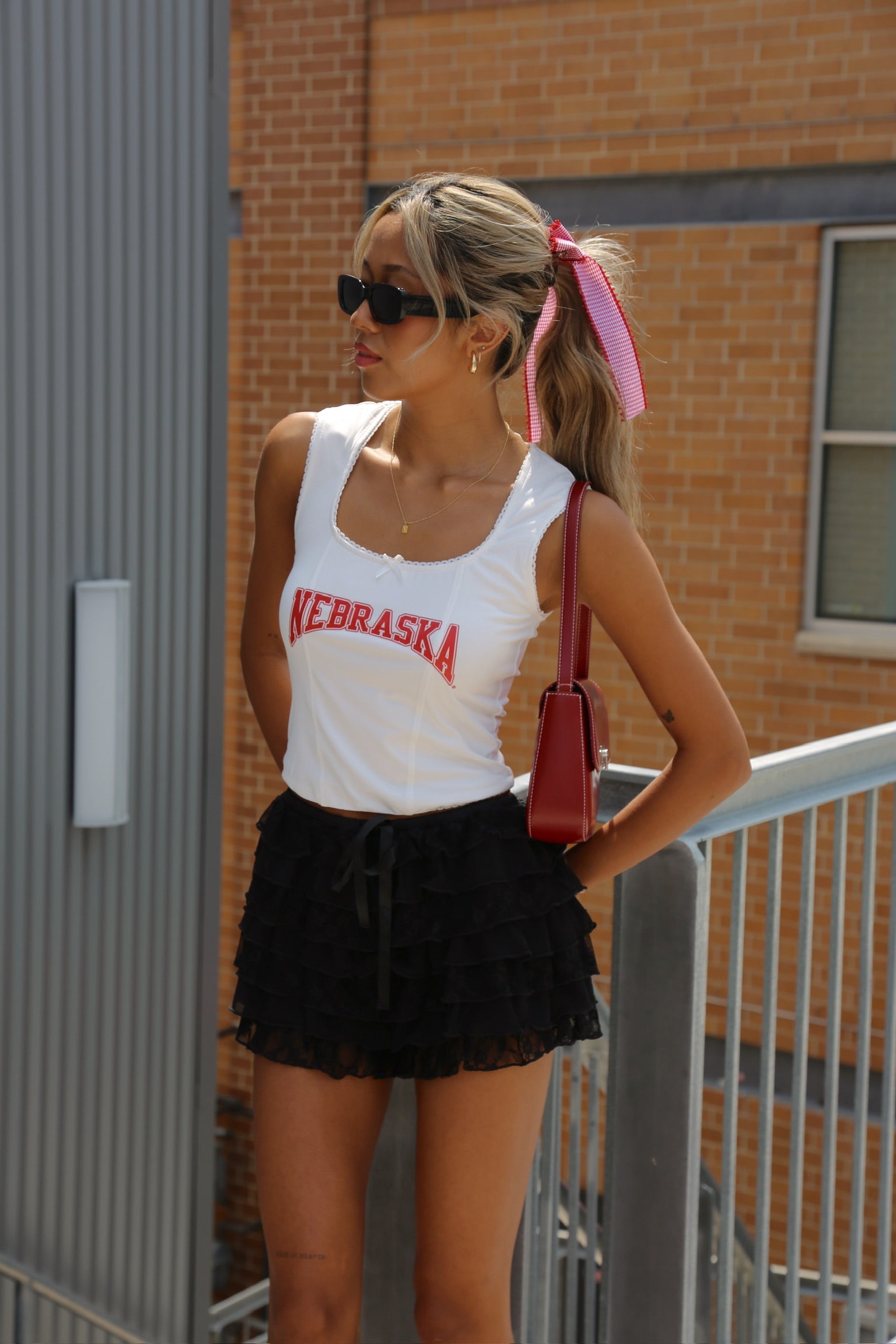 Black Lace Tiered Skort