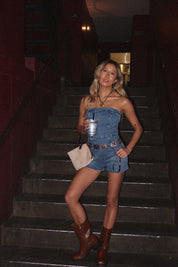 Bonnie Strapless Denim Romper