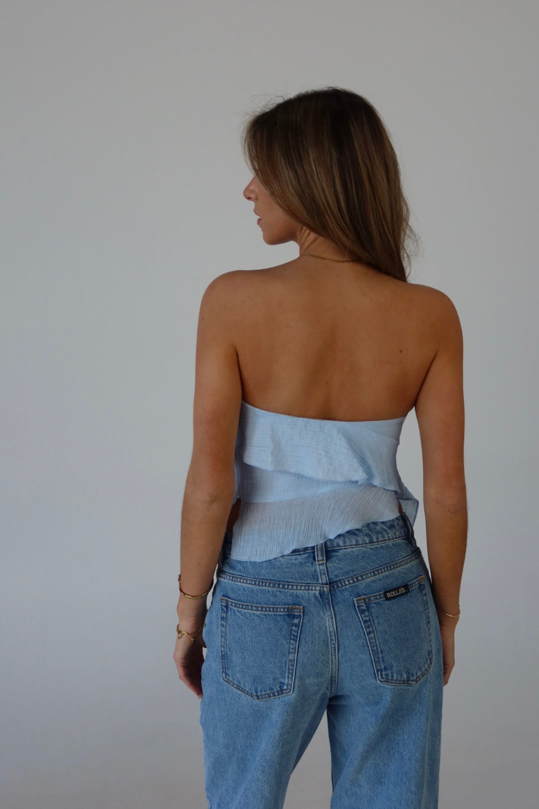 Zoey Strapless Top in Baby Blue