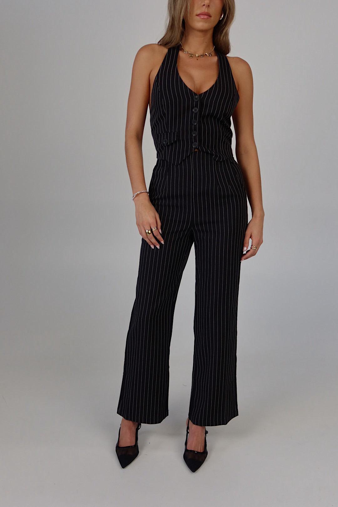 Pinstripe Halter Vest Top