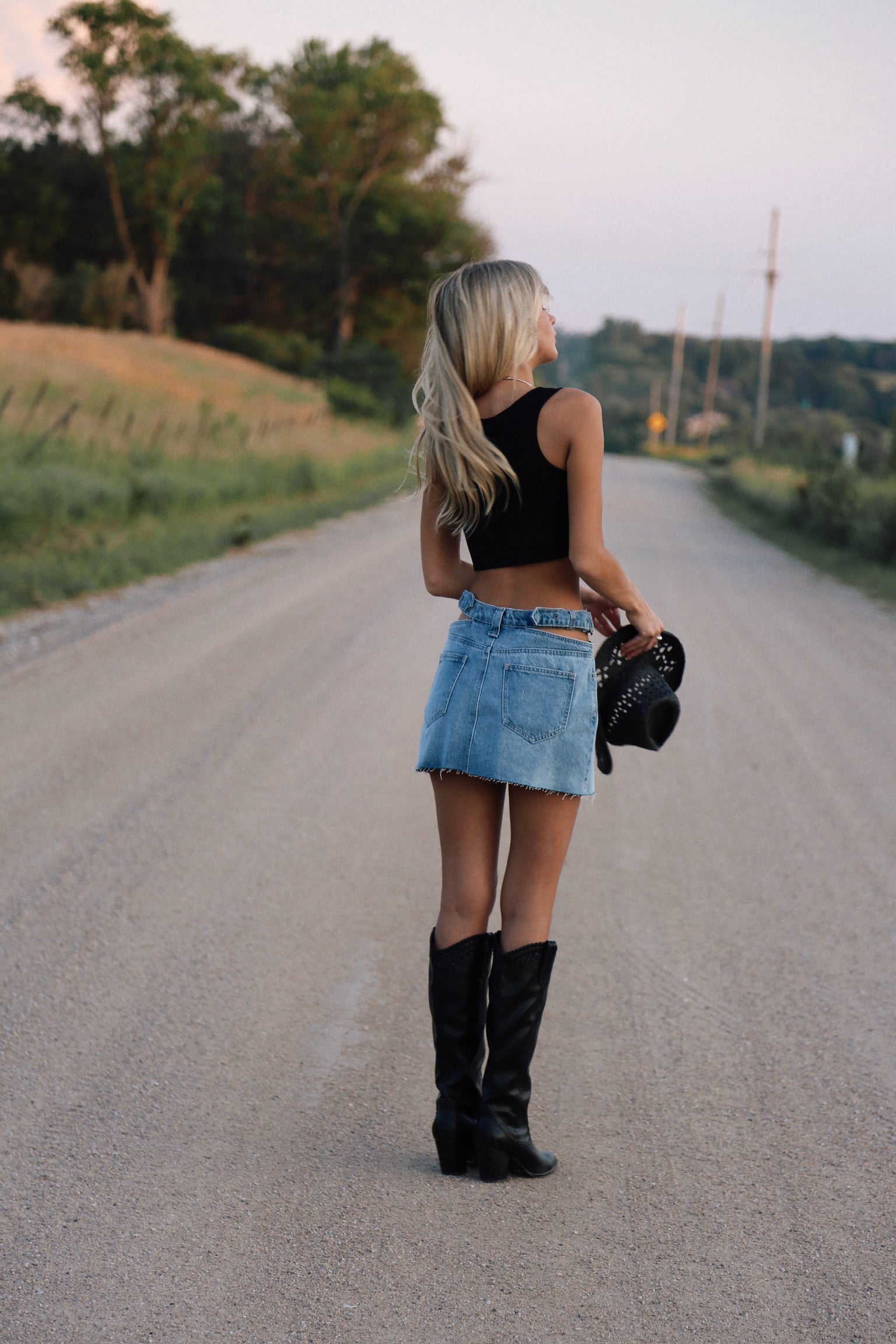 Brynn Belted Denim Mini Skirt