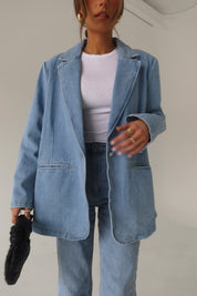 Heather Oversized Denim Blazer