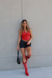 Red Faux Leather Vest