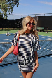 Navy Striped Boxy Tee