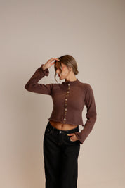 Eden Button Down Mock Neck