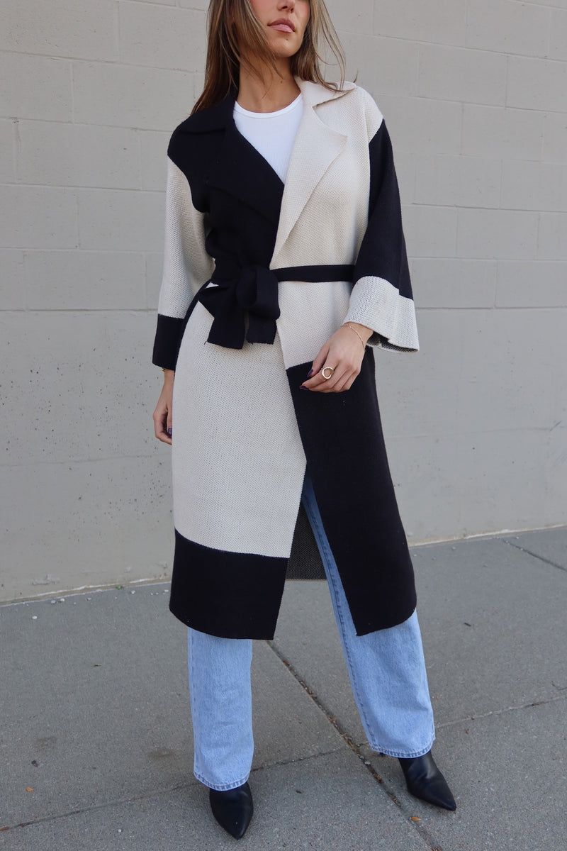 Knit Colorblock Trench
