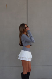 Edgy Elegance Asymmetric Sweater & Ruffled Skirt Set