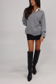 Poplin Collar Oversized Sweater