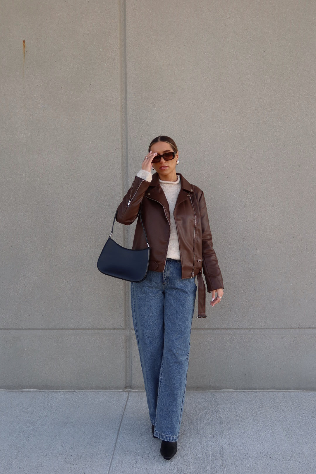 Brown Pleather Moto Jacket