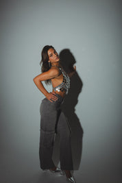 Black Vintage Wash Cargo Jean