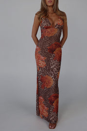 Layla Leopard Print Mesh Maxi Dress