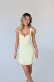 Lyra Satin Mini Dress in Yellow