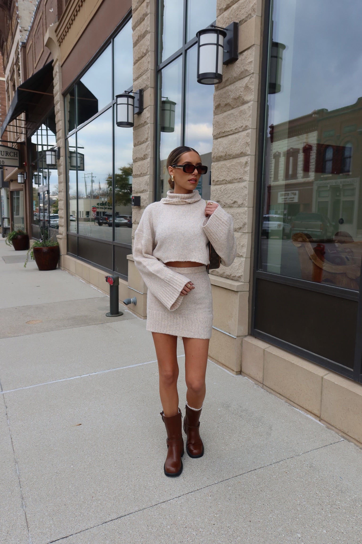 Arianna Cropped Turtleneck Knit Set