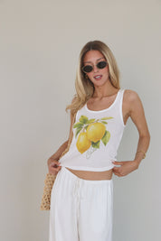 Fresh Lemoncello Rib Tank In White
