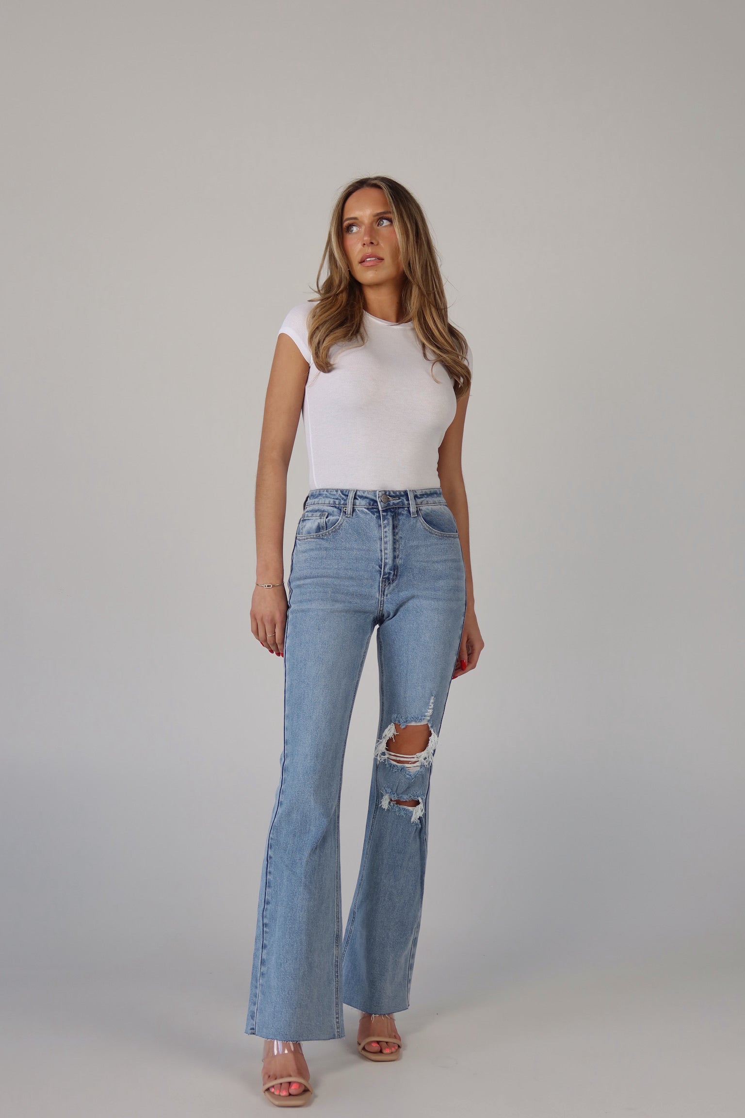 Matty Distressed Flare Jeans