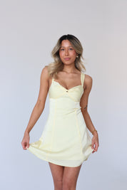 Lyra Satin Mini Dress in Yellow