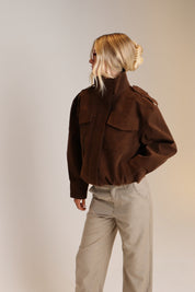 Chocolate Suede Bomber