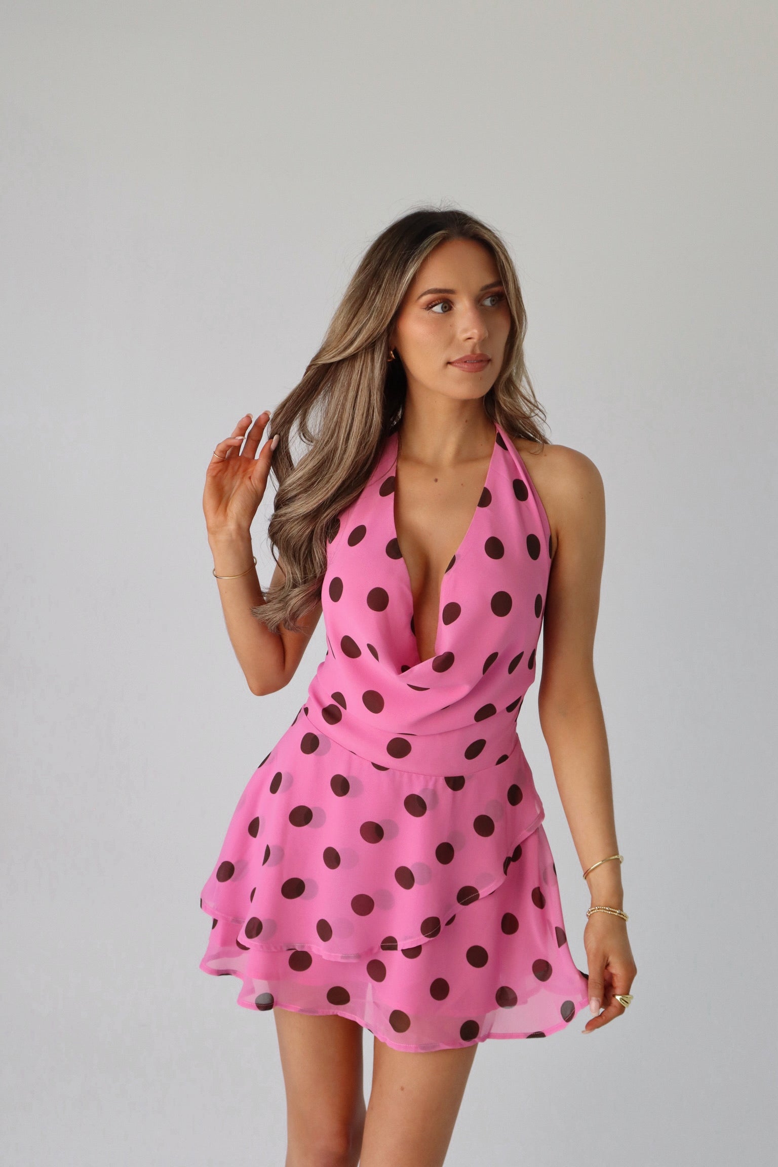 Imali Halter Cowl Mini Dress