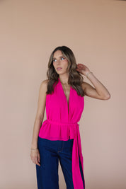 Demi Wrap Top In Magenta