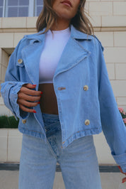 RESTOCKED :Cropped Denim Trench Jacket