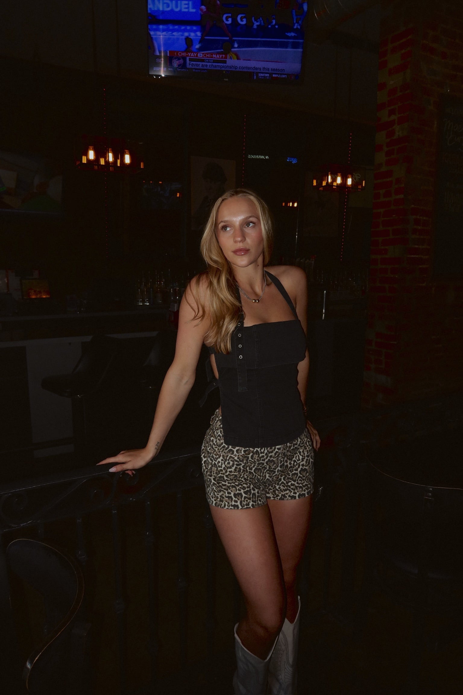 Wren Denim Halter Top In Black