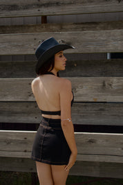 Black Denim Halter Mini Dress