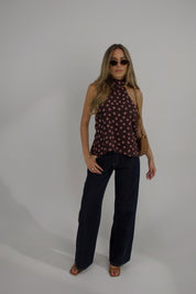 Polina Pink Polka Dot Halter Top